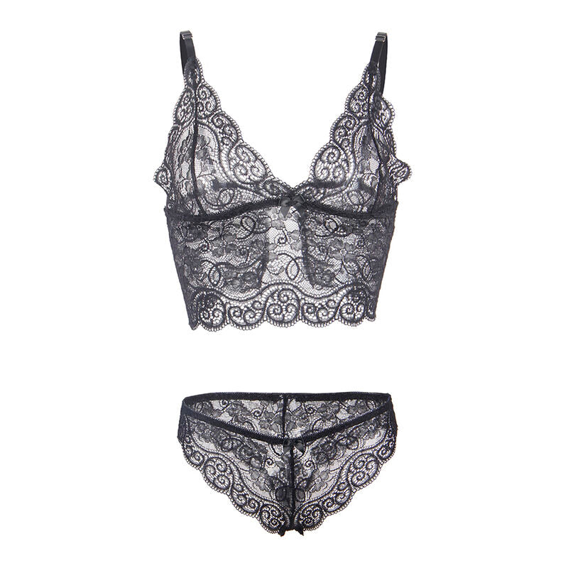CAMISOLA DE SEDA E RENDA + CALCINHA PRETA