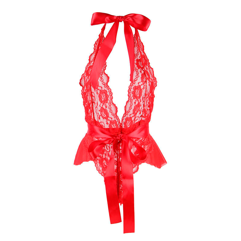 BODY SEXY COM BABADOS + CINTO VERMELHO