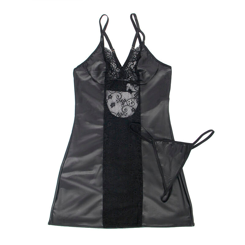VESTIDO + TANGA COURO PRETO