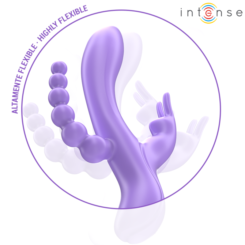 MIKO TRIPLO VIBRADOR COELHO & ESTIMULADOR & ANAL 7 VIBRAÇÕES ROXO
