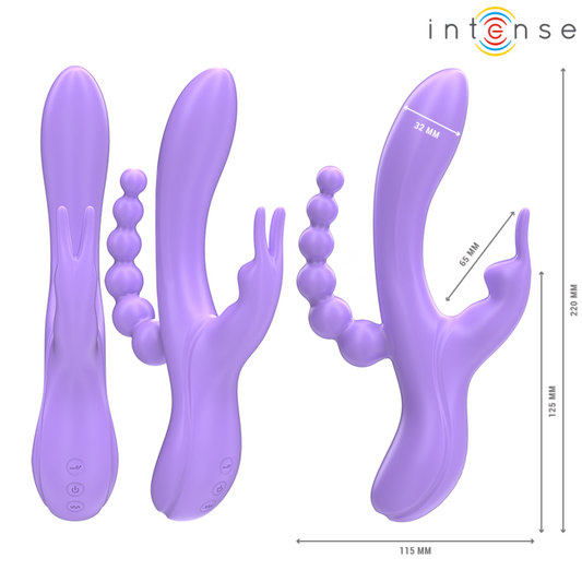 MIKO TRIPLO VIBRADOR COELHO & ESTIMULADOR & ANAL 7 VIBRAÇÕES ROXO