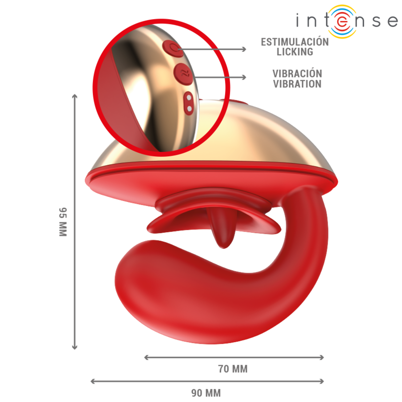 VIBRADOR E ESTIMULADOR MARIAH EM FORMATO U 10 VIBRAÇÕES VERMELHO