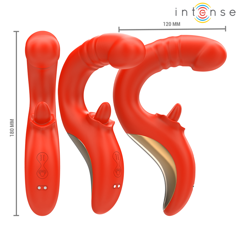 VIBRADOR E ESTIMULADOR PAULINA EM FORMA DE U VERMELHO