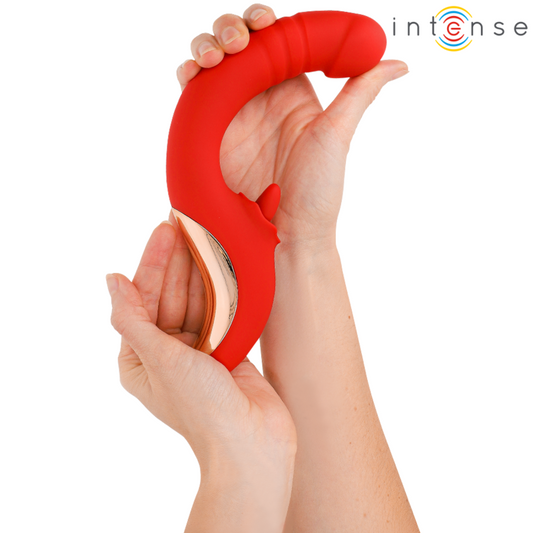 VIBRADOR E ESTIMULADOR PAULINA EM FORMA DE U VERMELHO
