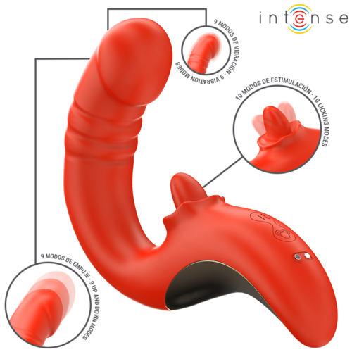 VIBRADOR E ESTIMULADOR PAULINA EM FORMA DE U VERMELHO