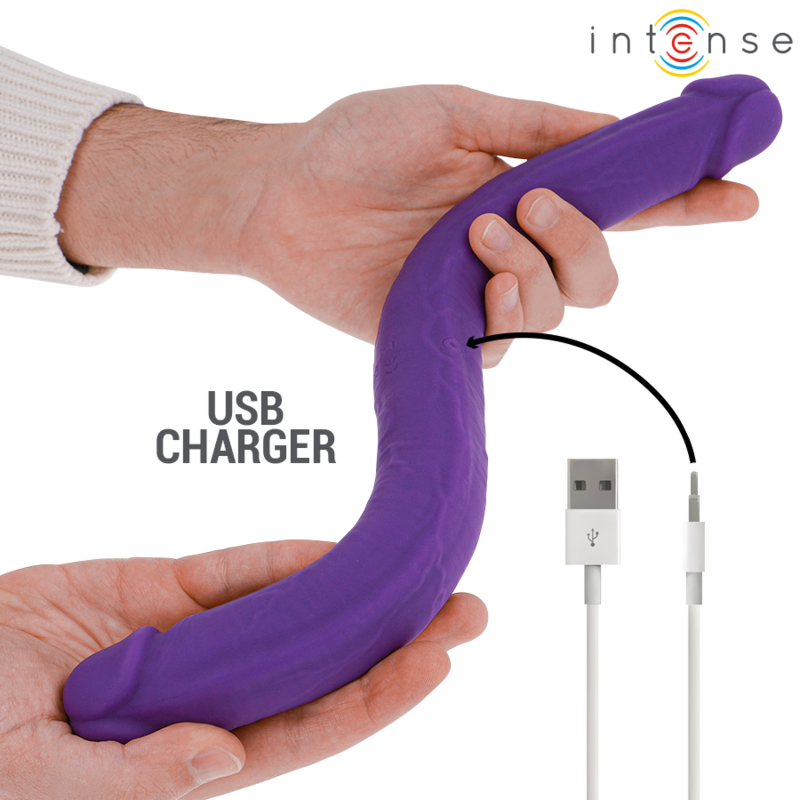 GUNTER DILDO VIBRADOR DUPLO 40 CM ROXO CONTROLE REMOTO