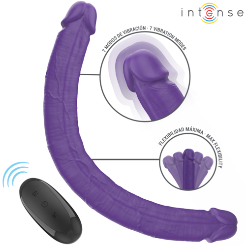 GUNTER DILDO VIBRADOR DUPLO 40 CM ROXO CONTROLE REMOTO