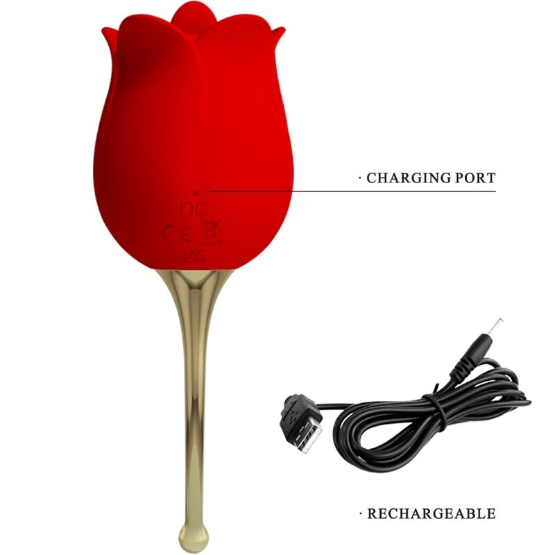 ESTIMULADOR DE CLITÓRIS ROSE LOVER 12 VIBRAÇÕES VERMELHO