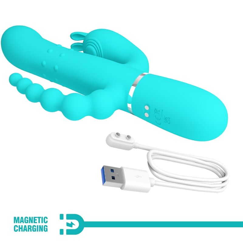 CAMMY 4 EM 1 MULTIFUNCIONAL TRIPPLE RABBIT VIBRADOR AZUL