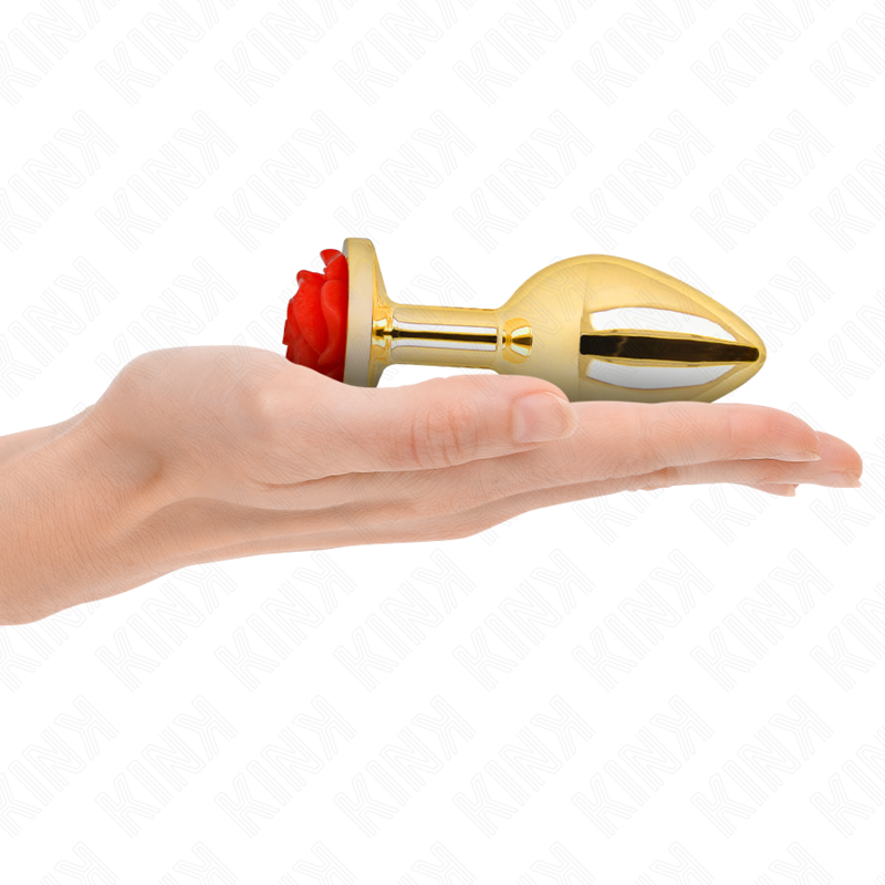 PLUG ANAL OURO ROSA VERMELHO TAMANHO L