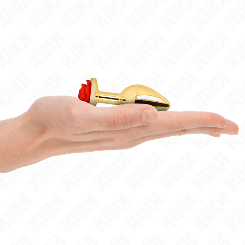 PLUG ANAL OURO ROSA VERMELHO TAMANHO S