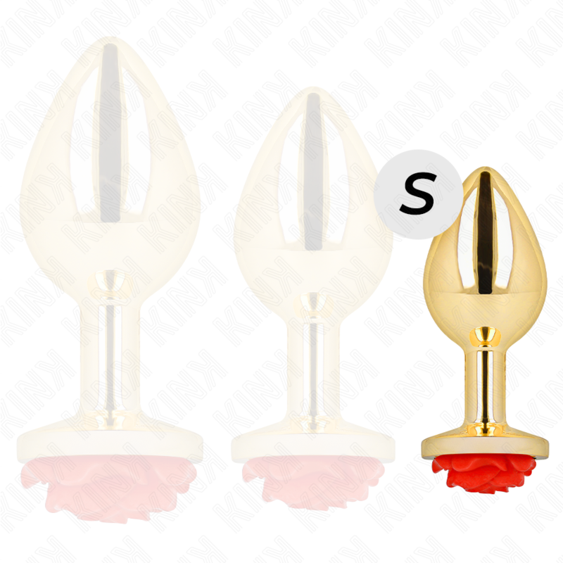 PLUG ANAL OURO ROSA VERMELHO TAMANHO S