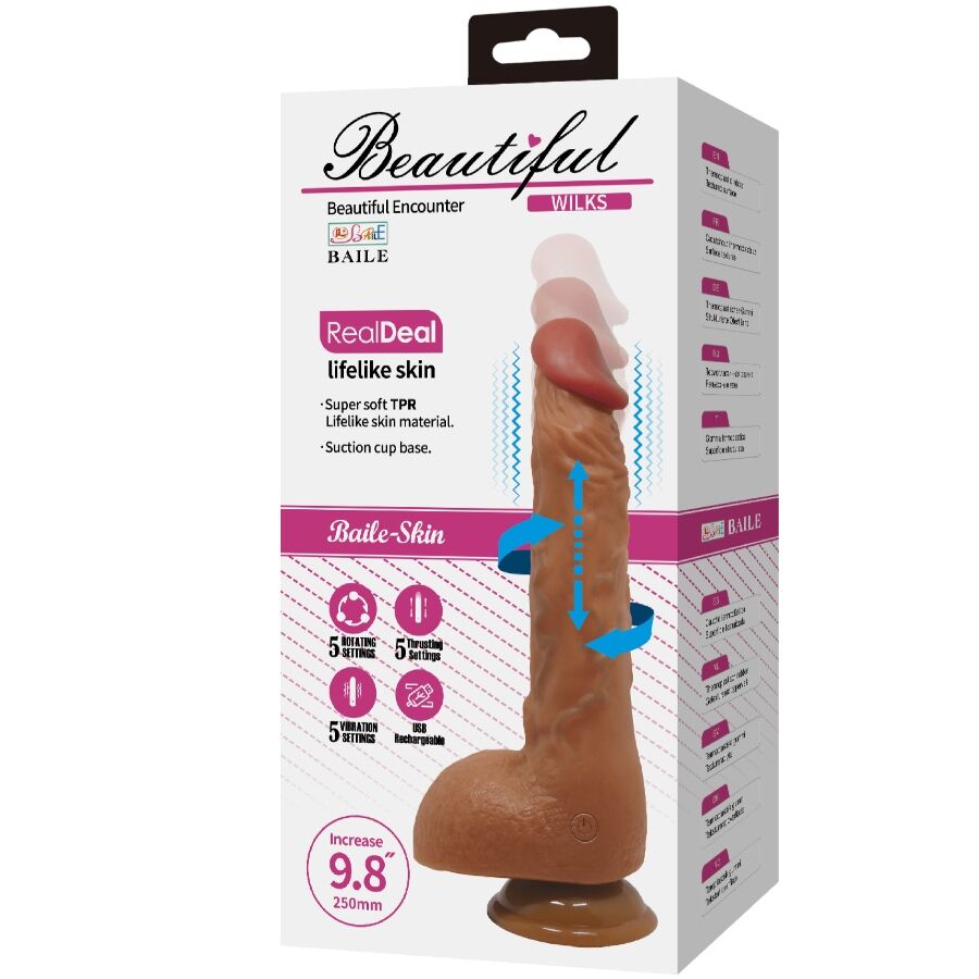 BEAUTIFUL WILKS 5 CONFIGURAÇÕES VIBRADOR REALISTA 25 CM MULATO