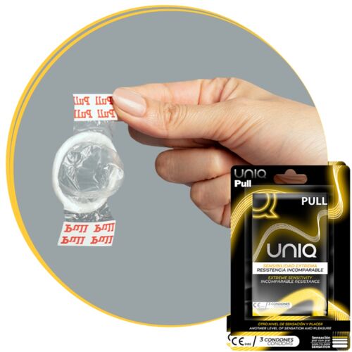 PRESERVATIVOS UNIQ PULL  COM TIRAS 3 UNIDADES
