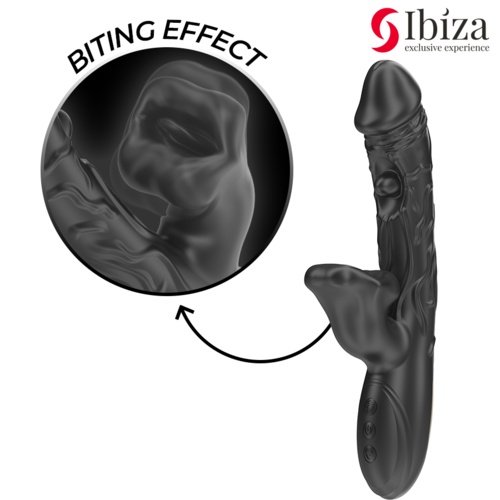 VIBRADOR E ESTIMULADOR DE CLITÓRIS COM EFEITO DE MORDIDA E ROTAÇÃO