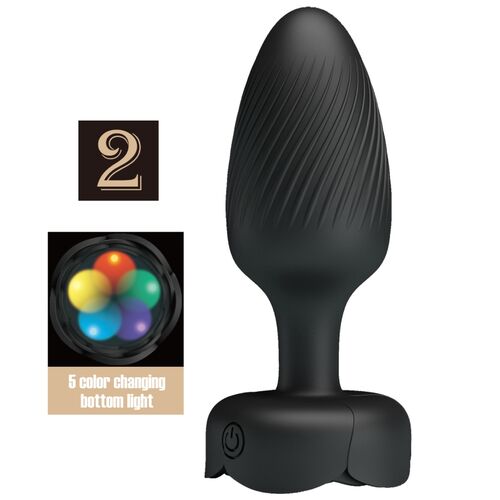 VARIAN ANAL PLUG COM LUZ LED PRETO 10,8 CM