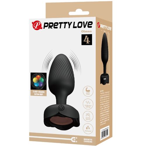 OLMAN PLUG ANAL COM LUZ LED PRETO 8,8 CM