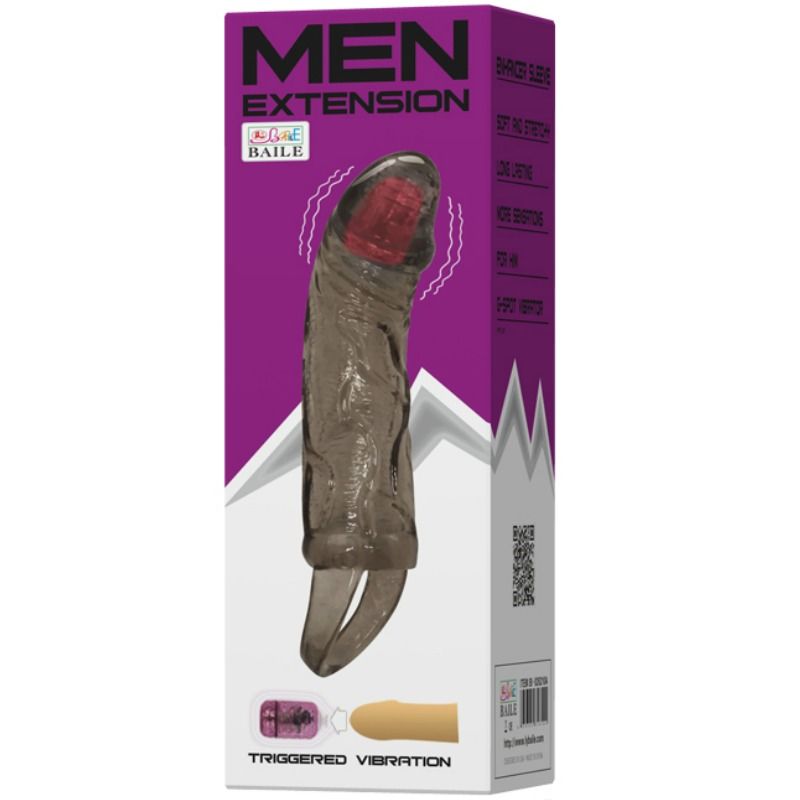 FUNDA EXTENSORA PENE CON VIBRACION Y STRAP PARA TESTICULOS 13.5 CM