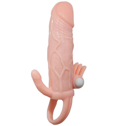 CAPA PARA PÉNIS BRAVE MAN COM CARNE DE ESTIMULAÇÃO CLITÓRICA E ANAL 16.5 CM