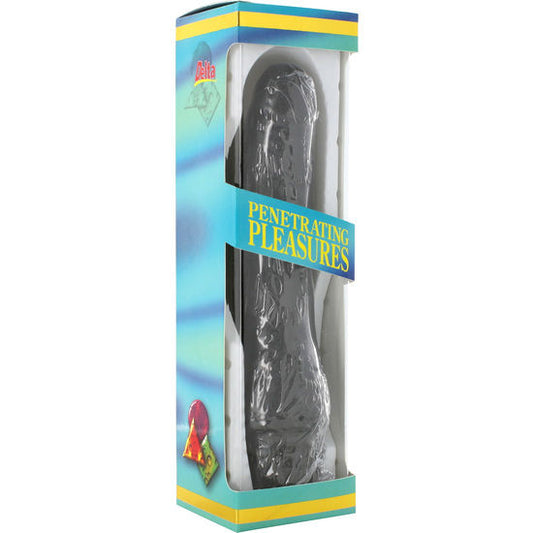 VIBRADOR VINIL P-SHAPE PÊNIS PRETO 20 CM