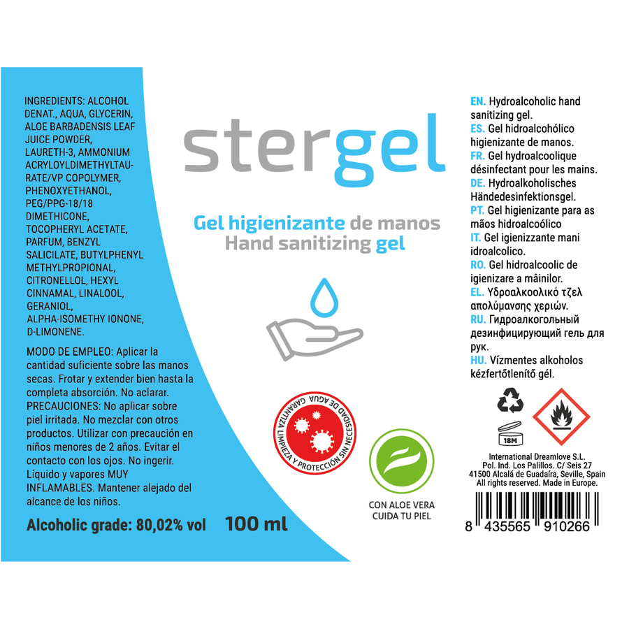GEL HIDROALCOÓLICO DESINFETANTE DE MÃOS ALOE VERA 100ML