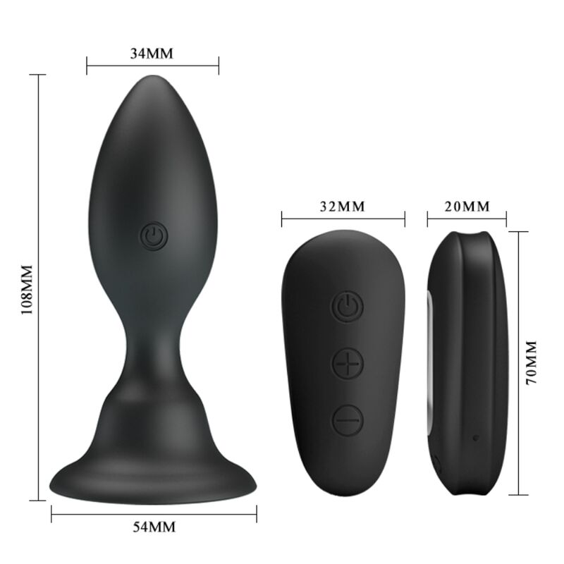 PLUG ANAL COM CONTROLE REMOTO VIBRAO PRETO
