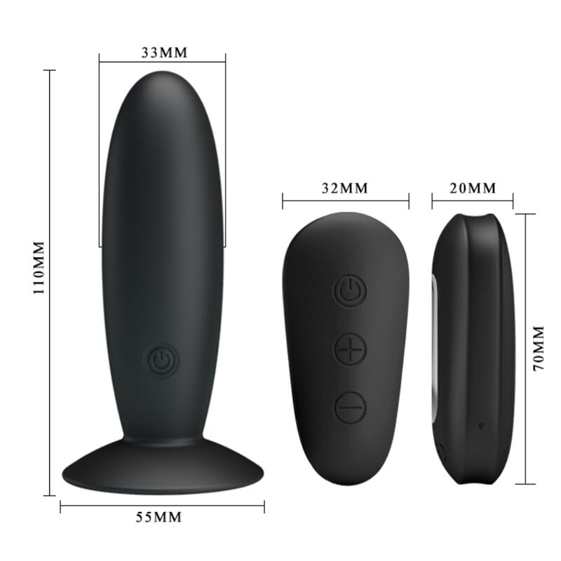 PLUG ANAL COM CONTROLE REMOTO VIBRAO PRETO