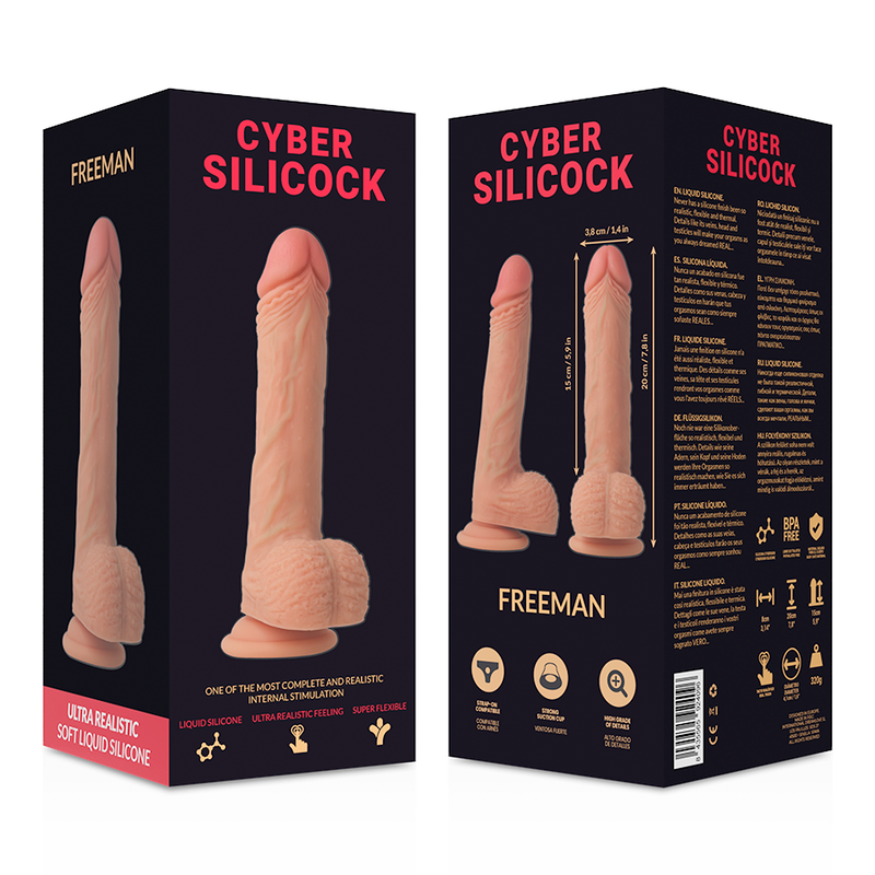 CYBER SILICOCK STRAP-ON FREEMAN LIQUID SILICONE COM 3 ANÉIS GRÁTIS