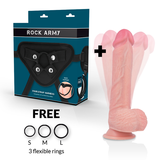 ARNÊS + ROTADOR E VIBRADOR HAWK 22 CM -O- 4.6 CM