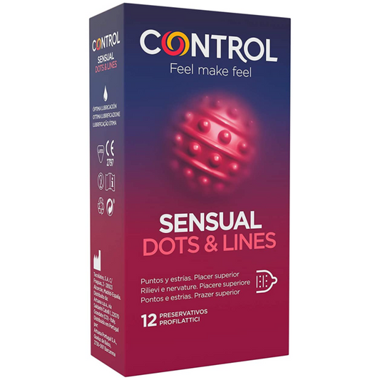 PRESERVATIVO CONTROL PONTOS E LINHAS SENSUAIS PONTOS E ESTRIAS 12 UNIDADES