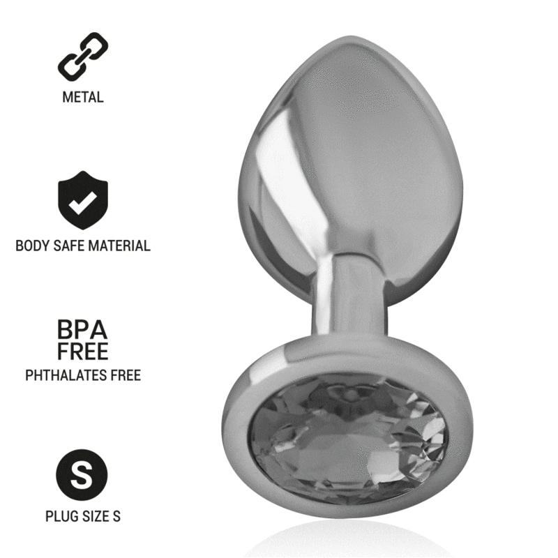 PLUG ANAL DE METAL DE ALUMÍNIO COM CRISTAL PRETO TAMANHO S