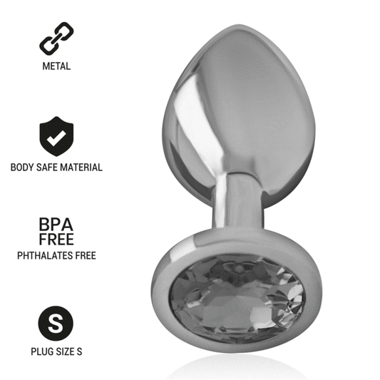 PLUG ANAL DE METAL DE ALUMÍNIO COM CRISTAL PRETO TAMANHO S