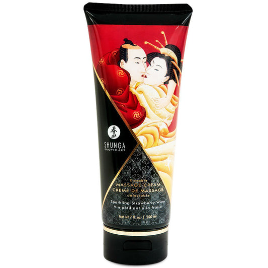 CREME DE MASSAGEM BEIJÁVEL ESPUMANTE MORANGO VINHO 200 ML