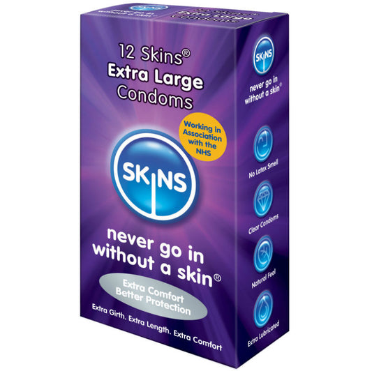 PRESERVATIVOS SKINS CONDOM EXTRA LARGE 12 UNIDADES
