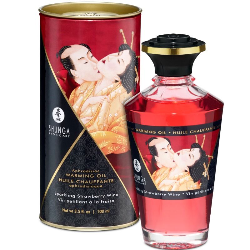 ÓLEO DE MASSAGEM COM EFEITO CALOR DE MORANGOS E CAVA 100 ML