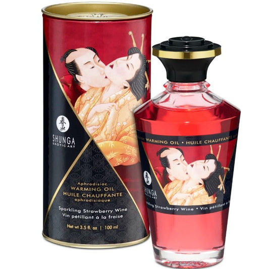 ÓLEO DE MASSAGEM COM EFEITO CALOR DE MORANGOS E CAVA 100 ML