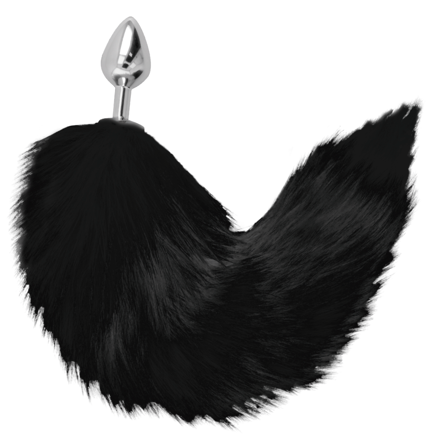 PLUG ANAL PRATA 8 CM COM CAUDA PRETA