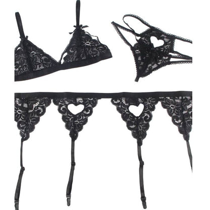 SET CONJUNTO DE TRÊS PEÇAS SUTIÃ + CINTA LIGA + CALCINHA