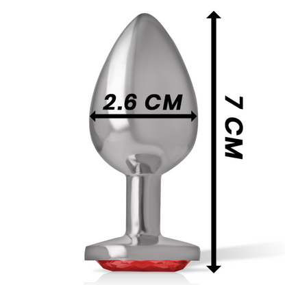 PLUG ANAL DE METAL DE ALUMÍNIO COM CRISTAL VERMELHO TAMANHO S