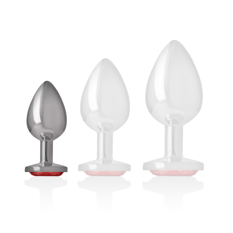 PLUG ANAL DE METAL DE ALUMÍNIO COM CRISTAL VERMELHO TAMANHO S