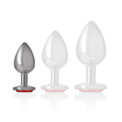 PLUG ANAL DE METAL DE ALUMÍNIO COM CRISTAL VERMELHO TAMANHO S
