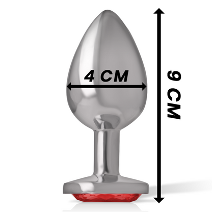PLUG ANAL DE METAL DE ALUMÍNIO COM CRISTAL VERMELHO TAMANHO L