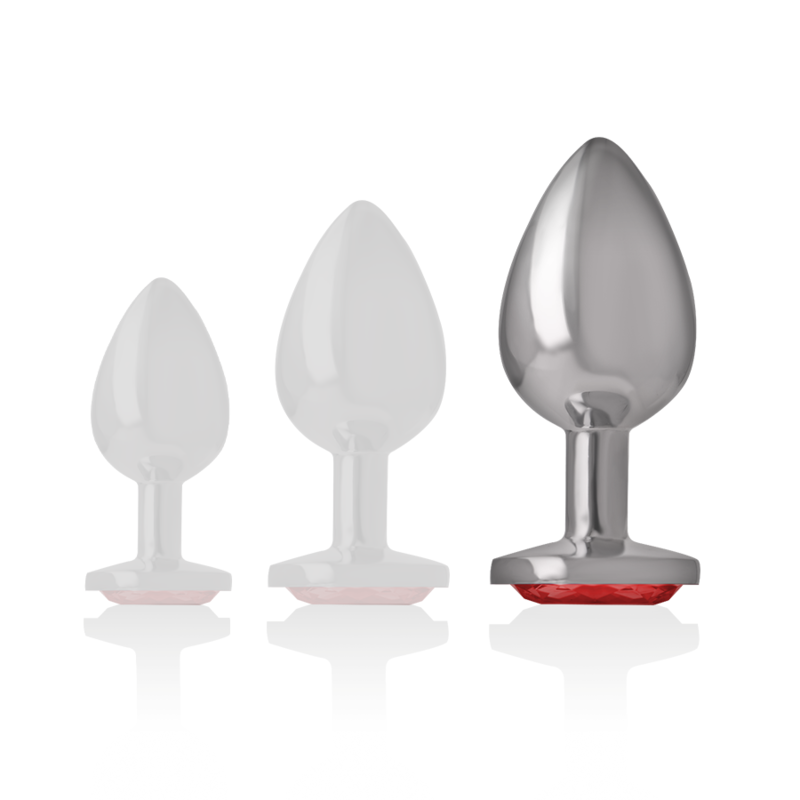 PLUG ANAL DE METAL DE ALUMÍNIO COM CRISTAL VERMELHO TAMANHO L