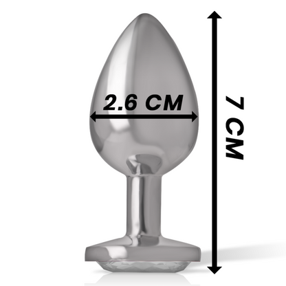 PLUG ANAL DE METAL DE ALUMÍNIO COM CRISTAL PRATA TAMANHO S