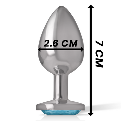 PLUG ANAL DE METAL DE ALUMÍNIO COM CRISTAL AZUL TAMANHO S
