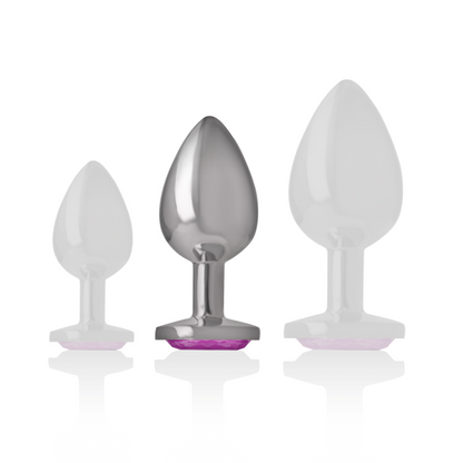 PLUG ANAL DE METAL DE ALUMÍNIO COM CRISTAL ROSA TAMANHO M