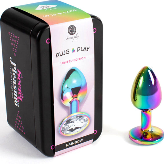 PLUG ANAL DE METAL ARCO-ÍRIS TAMANHO PEQUENO 7 CM
