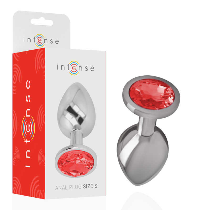 PLUG ANAL DE METAL DE ALUMÍNIO COM CRISTAL VERMELHO TAMANHO S