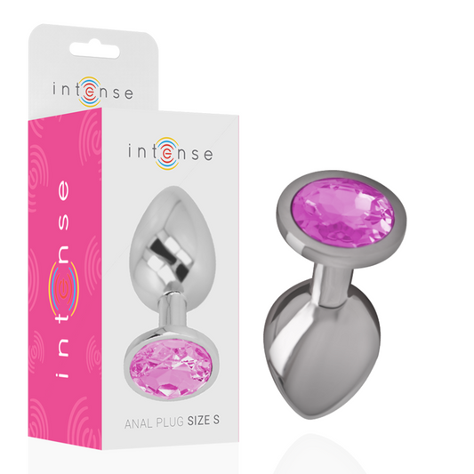 PLUG ANAL DE METAL DE ALUMÍNIO COM CRISTAL ROSA TAMANHO S