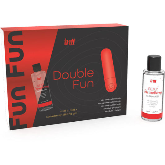 DUPLO FUN KIT COM BALA VIBRANTE E GEL DE MASSAGEM DE MORANGO